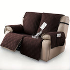 Waterproof Split Recliner Loveseat Cover 2 Piece Set Non-Slip Elastic Strap Washable Reclining Sofa Slipcover Furniture Protector for Moving Parts Contemporary Style