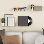 Floating Wall Shelf 15 Inch Transparent Acrylic – Clear Wall-Mounted Display Shelf for Books, Vinyl Records, Photos & Decor | Space-Saving Storage Organizer for Bedroom, Living Room, Bathroom & Kitchen