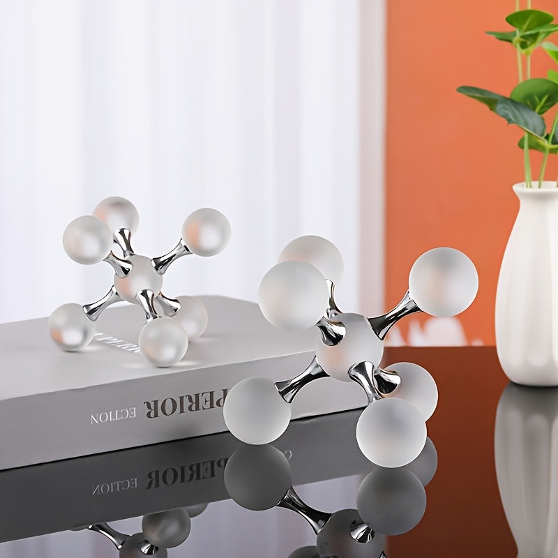 Crystal Molecular Structure Decorative Sculpture - Geometric Desk Decor Ornament for Contemporary Home, Bedroom, Living Room and Office - Modern Art Crystal Craft Decoration