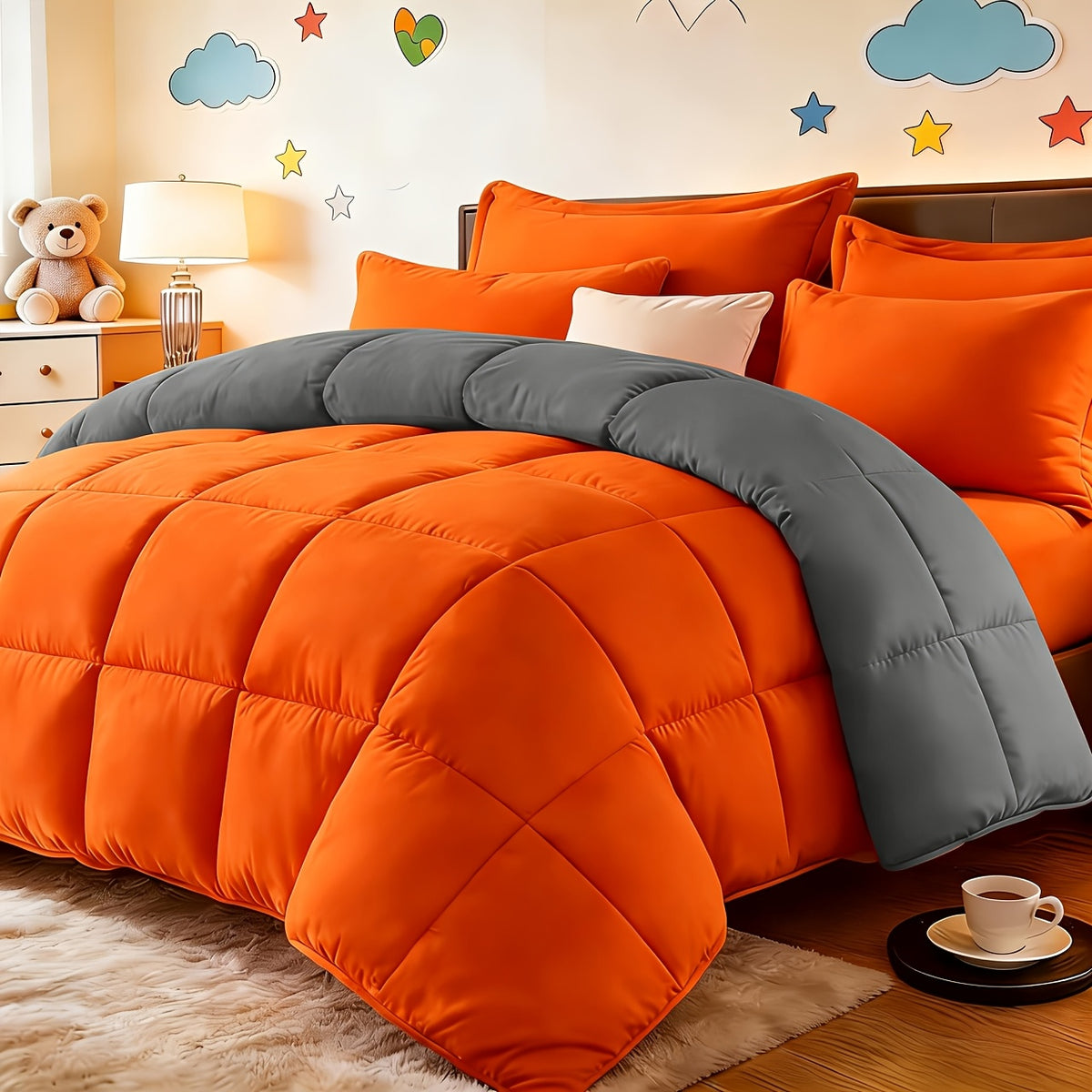 All Season Comforter Set with Pillowcases 2-3 Piece – Soft Fluffy Lightweight Bedding for Kids Dorm Apartment, 29 Colors Including Two-Tone, Twin Queen King Size
