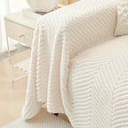 Plush Thickened Non-Slip Sofa Cover & Throw Blanket, Pet-Friendly Sofa Cushion Protector for Living Room, Bedroom & Office, 4 Sizes from 71x71 to 71x134 Inch, White Khaki Grey