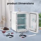 Portable Mini Fridge 15 Can 10 Liter Cooler with AC & DC Adapters – Compact Skincare & Beverage Refrigerator for Bedroom, Dorm, Office & Car – 1.06 or 2.64 Gal