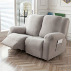 Jacquard Stretch Recliner Sofa Cover – Big Leaves Pattern, 1/2/3 Seater & Loveseat with Console, Winter Insulation Soft Washable, 6 Colors