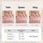 Plush Faux Fur Duvet Cover Set for Kids & Teens, 3/4 Pcs with Pillowcases & Heart Pillow, Super Soft Warm Faux Fur Comforter Cover, Machine Washable Lodge Style Bedding, Twin Queen King