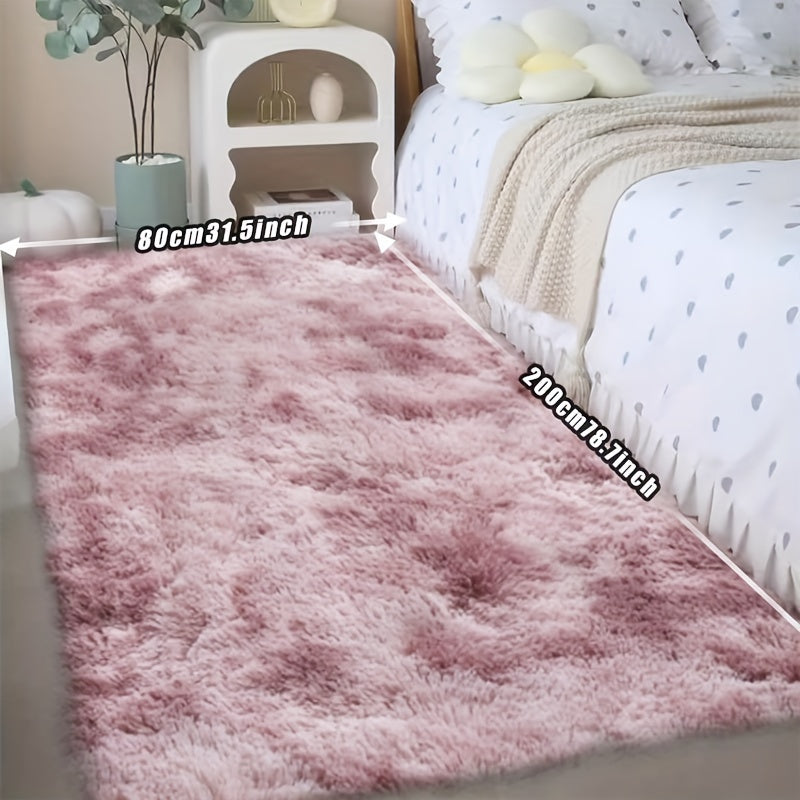 Plush Fluffy Area Rug Tie Dye Soft Indoor Carpet Non-Slip for Living Room Bedroom – Modern Home Decor Floor Mat | Multiple Sizes | Light Gray, Dark Gray, Black, Pink