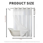 Hookless Shower Curtain Waffle Pattern with Snap-On Liner - Luxury Hotel Style Bathroom Decor, No Hooks Needed, Cloud White Dark Night Deep Gray, Holiday Housewarming Gift