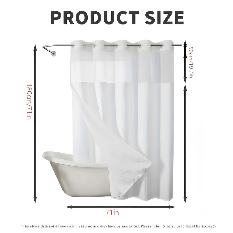 Hookless Shower Curtain Waffle Pattern with Snap-On Liner - Luxury Hotel Style Bathroom Decor, No Hooks Needed, Cloud White Dark Night Deep Gray, Holiday Housewarming Gift