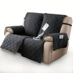 Waterproof Split Recliner Loveseat Cover 2 Piece Set Non-Slip Elastic Strap Washable Reclining Sofa Slipcover Furniture Protector for Moving Parts Contemporary Style