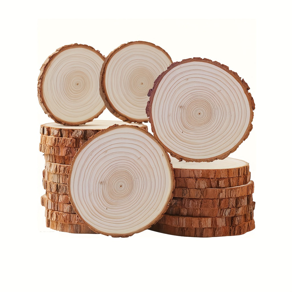 Wood Log Slices 28pcs Natural Tree Bark Rounds 2.7–3.5 Inch Unfinished Wooden Discs for Crafts Christmas Decor Coasters Wedding Centerpieces Woodworking DIY Art