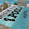 Welcome to the Pool Velour Area Rug Machine Washable Anti-Slip Soft Velvet Floor Mat Multiple Sizes for Living Room Bedroom Outdoor