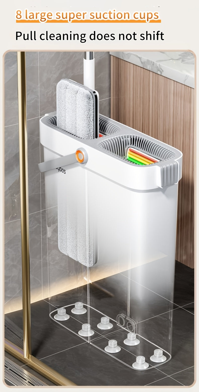 Flat Mop and Bucket Set 360 Degree Rotating Hands-Free Wringing Dual Compartment Clean Dirty Separation Ultra-Fine Fiber Floor Mop for Kitchen Bathroom Hardwood Tile