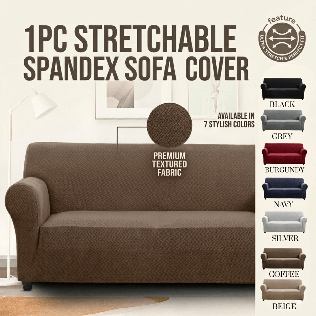 Elastic Stretch Sofa Cover Spandex – Non-Slip Couch Slipcover, Pet-Friendly, Machine Washable, All-Season, 7 Colors, 1/2/3 Seater, Living Room Bedroom Office Home Decor