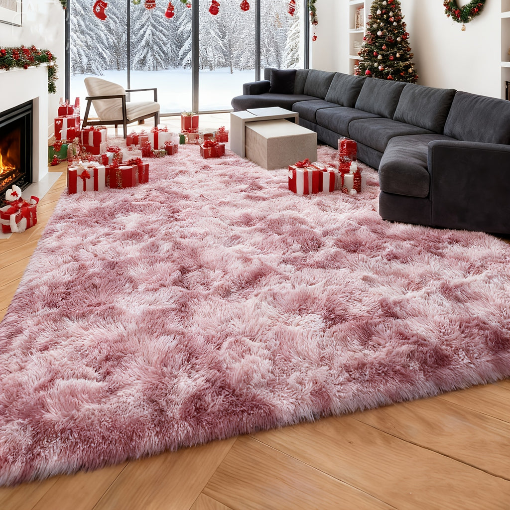 Tie-Dye Plush Shag Rug Non-Slip Machine Washable Furry Floor Carpet for Living Room Bedroom Office Multiple Sizes Tie-Dye Pink Tie-Dye Coffee