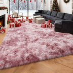 Tie-Dye Plush Shag Rug Non-Slip Machine Washable Furry Floor Carpet for Living Room Bedroom Office Multiple Sizes Tie-Dye Pink Tie-Dye Coffee
