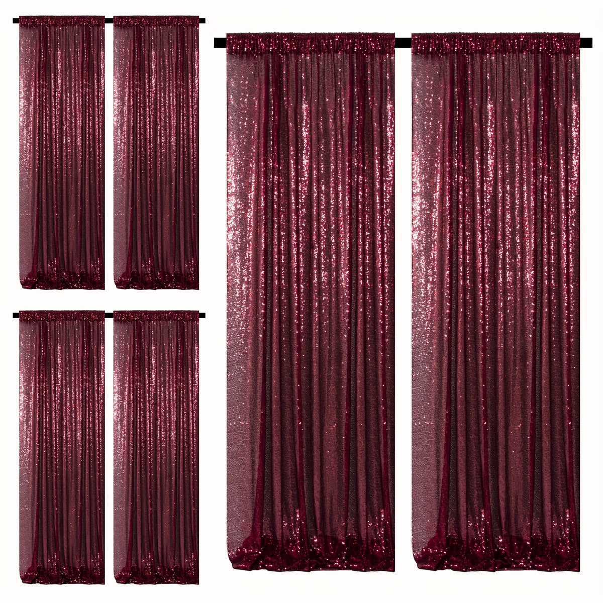 Sequin Backdrop Curtains – Glitter Party & Wedding Background Panels, 2ft×8ft per Panel, 4/6/8 Panel Sets, 29 Colors for Birthday, Stage, Bridal & Event Decor