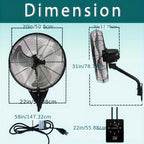 Industrial Wall-Mount Oscillating Fan – 7000 CFM High Velocity, 3-Speed, 120° Auto-Swing, Ultra-Quiet <55dB, for Home, Garage & Warehouse | 20” / 24” / 30”