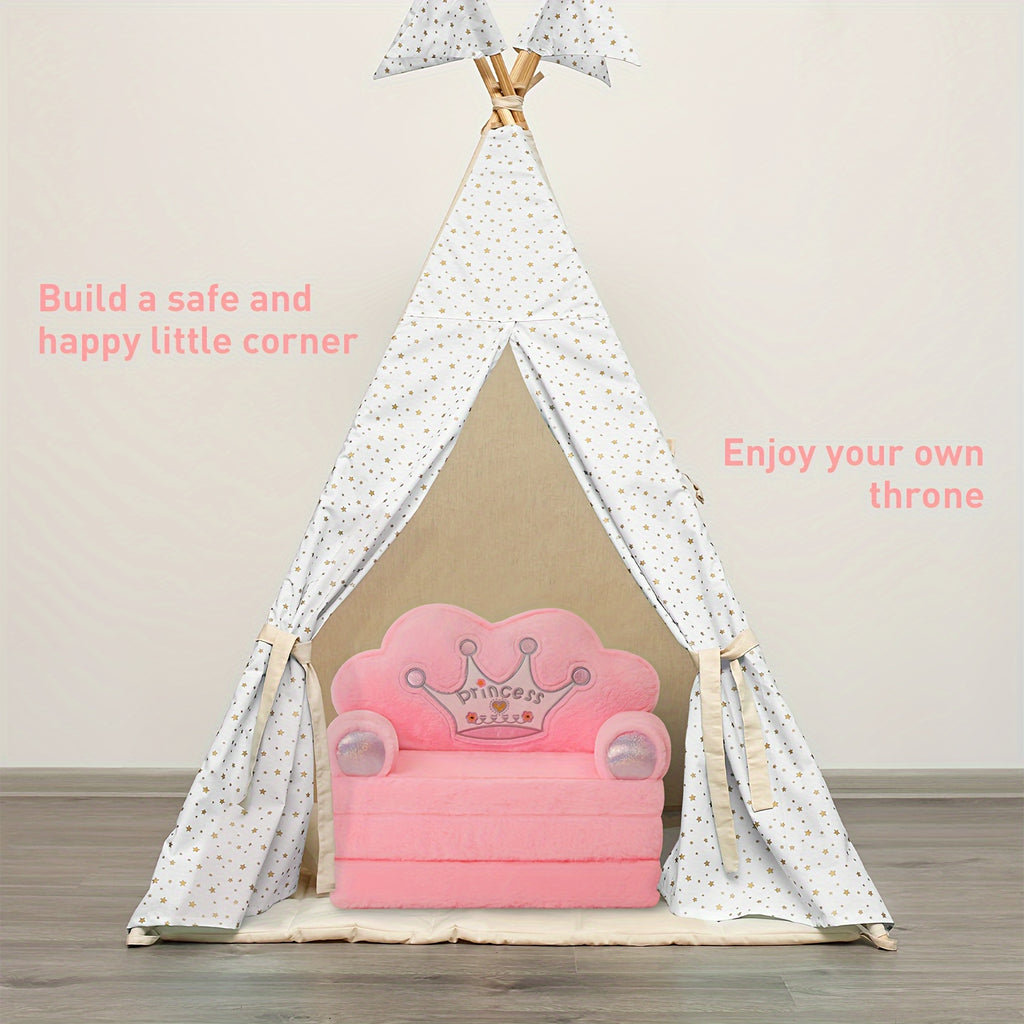 2-in-1 Kids Sofa Pillow Foldable with Soft Plush Memory Foam – Children's Washable Lounger Chair, Cozy Bedroom & Playroom Seat, Cute Birthday & Holiday Gift for Boys and Girls