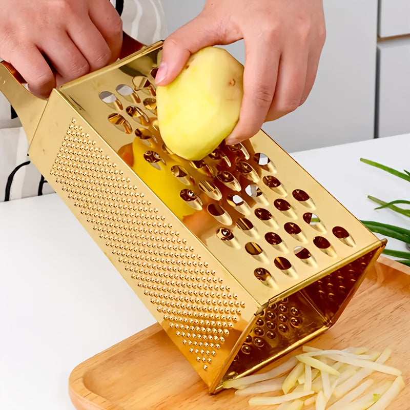 4-in-1 Mandoline Vegetable Slicer Stainless Steel – Manual Food Slicer with Anti-Slip Handle for Home Kitchen, Julienne, Dice & Grate
