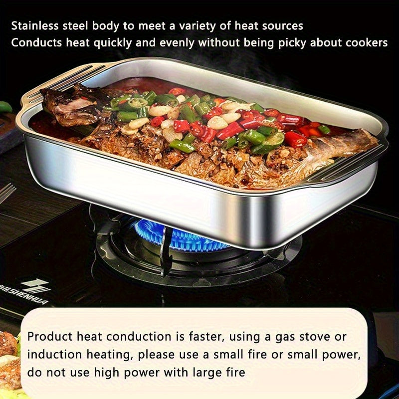 Stainless Steel Baking Tray Set of 4 – 2 Deep Trays & 2 Lids with Handles, 16.1 Inch Non-Stick Roasting Pan, Oven & BBQ Safe, Easy Clean, Multi-Purpose