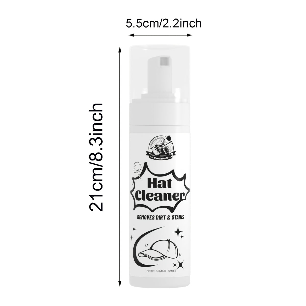 Hat Cleaner Foam Spray for Wool, Fur & Felt Hats – Removes Dirt, Fingerprints & Sweat Stains, 6.76 Fl Oz Fabric Hat Cleaning Solution