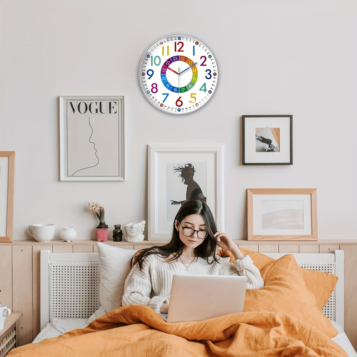 Color Learning Wall Clock for Kids – 8, 10 & 12 Inch Silent Quartz Movement, Teach How to Tell Time, Educational Teaching Clock for Bedroom, Classroom & School, AA Battery, Holiday Gift