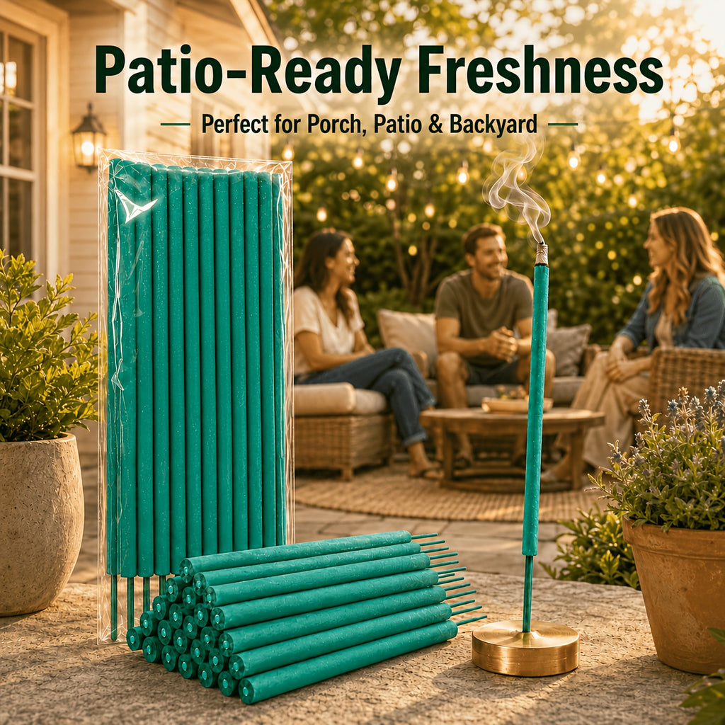 Lemongrass Incense Sticks Giant 25pcs Outdoor – 10.63" Extra Long Herbal Scented Sticks with Mint & Rosemary for Patio, Camping & Backyard