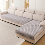 Quilted Short Plush Sofa Protector Set of 2 Ultra Soft Thick Non-Slip Sofa Mat – Pet Friendly, Machine Washable, Fits 3-Seater Sofa, Chaise & Bed Chair, Contemporary Home Decor