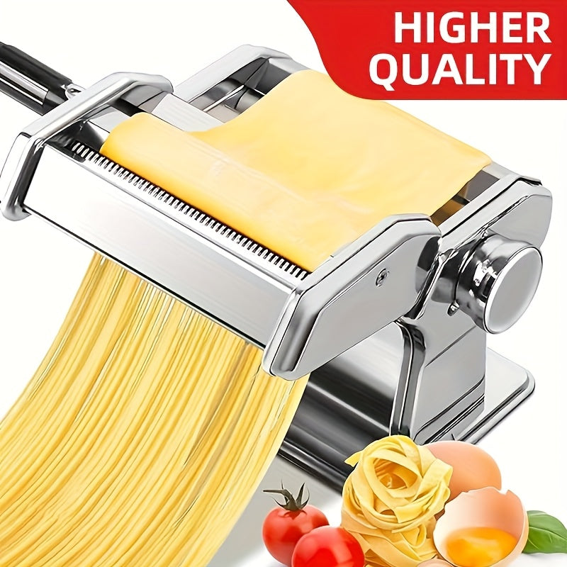2-in-1 Pasta Maker Machine with Roller & Cutter - 8 Adjustable Thickness Settings, Makes Spaghetti, Fettuccine, Lasagna & Dumpling Wrappers