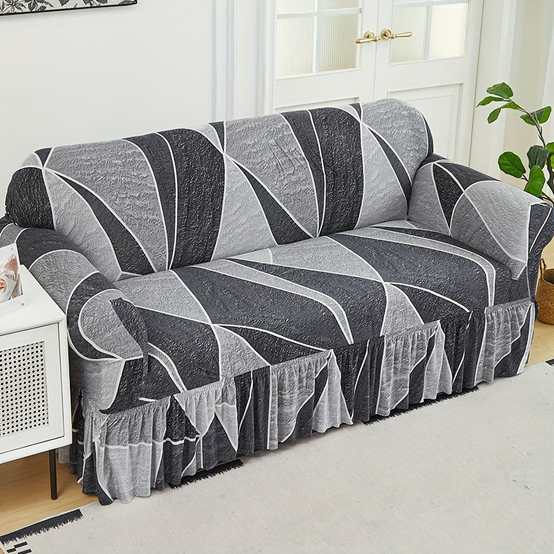 Printed Skirt Sofa Slipcover 1pc - Elastic Pet Anti-Dirt All-Purpose Sofa Protection Cover for Living Room Home Decor Sofa Cushion Cover