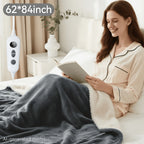 Electric Heated Blanket Soft Flannel 10 Temperature Levels Dual Control – PTC+NTC Overheat Protection, Machine Washable, for Couples Bedroom & Winter Home Use