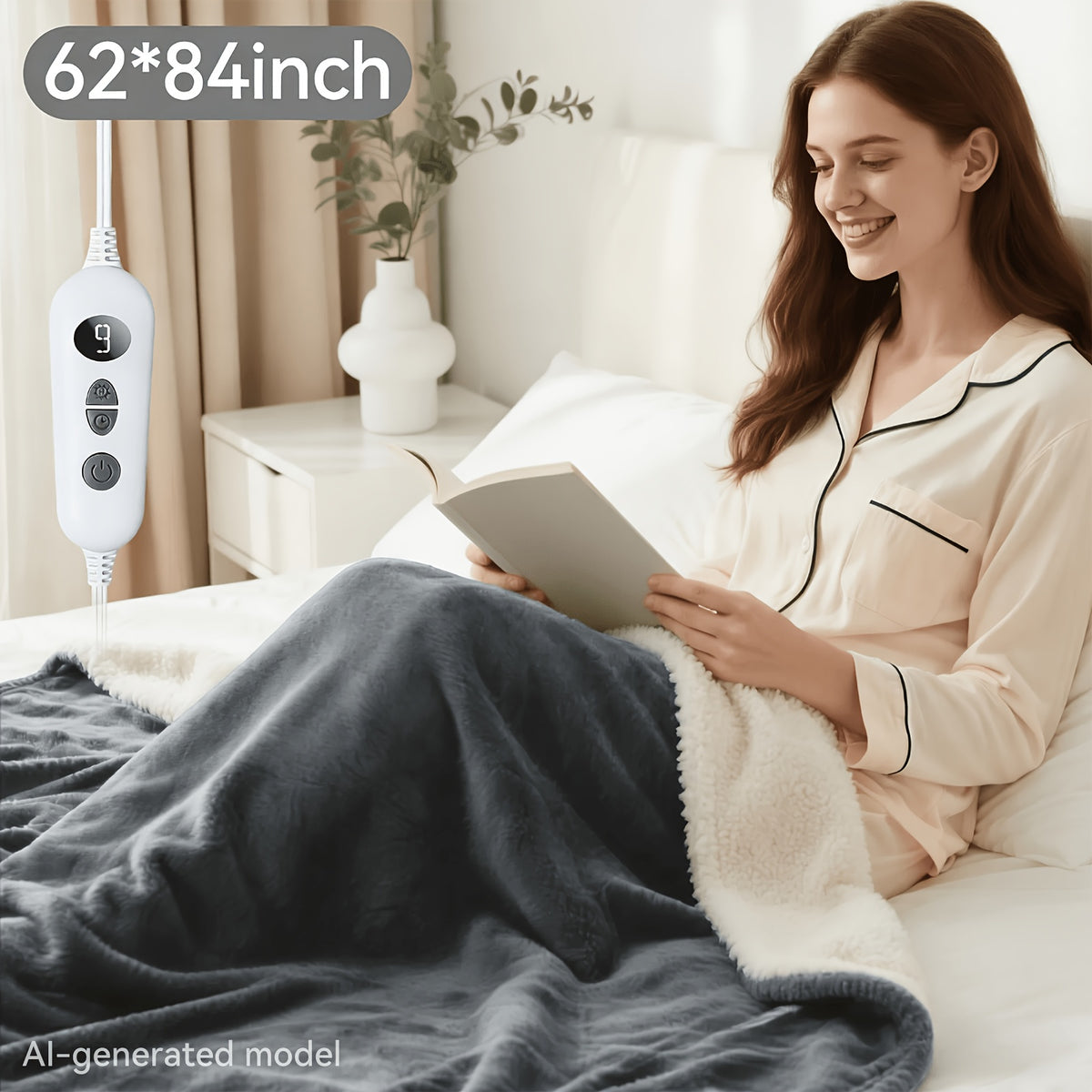 Electric Heated Blanket Soft Flannel 10 Temperature Levels Dual Control – PTC+NTC Overheat Protection, Machine Washable, for Couples Bedroom & Winter Home Use