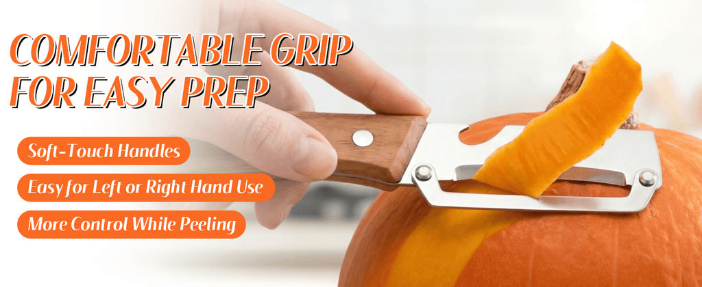 Vegetable Peeler Set 4-Piece Wooden Handle Stainless Steel Wide Blade – 3-in-1 Peeler Shredder & Bottle Opener for Potato Carrot, Kitchen Camping Travel Holiday Banquet Tool