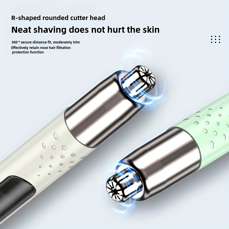 Electric Nose Hair Trimmer USB Rechargeable Unisex - Stainless Steel Painless Trimmer for Nose Ear Eyebrow Hair, Portable Grooming Tool Men Women, Green