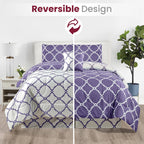5-Piece Comforter Set – Reversible Quilted Down Alternative Bedding Set with Pillow Shams, Bed Skirt & Cushion | All Season | Twin, Queen, King