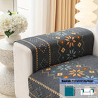 Embroidered Chenille Sofa Slipcover Bohemian Geometric Floral Pattern | Non-Slip Machine Washable Couch Cover for 1-2-3-4 Seater with Armrest & Pillow Cover Options, 6 Colors