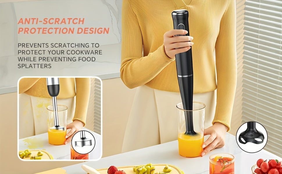 400W Immersion Hand Blender Stick Mixer with 304 Stainless Steel Blades, 2 Speeds & Turbo Mode, Detachable Base – 5-in-1 Set Available, Perfect for Soups, Smoothies, Purees & Baby Food