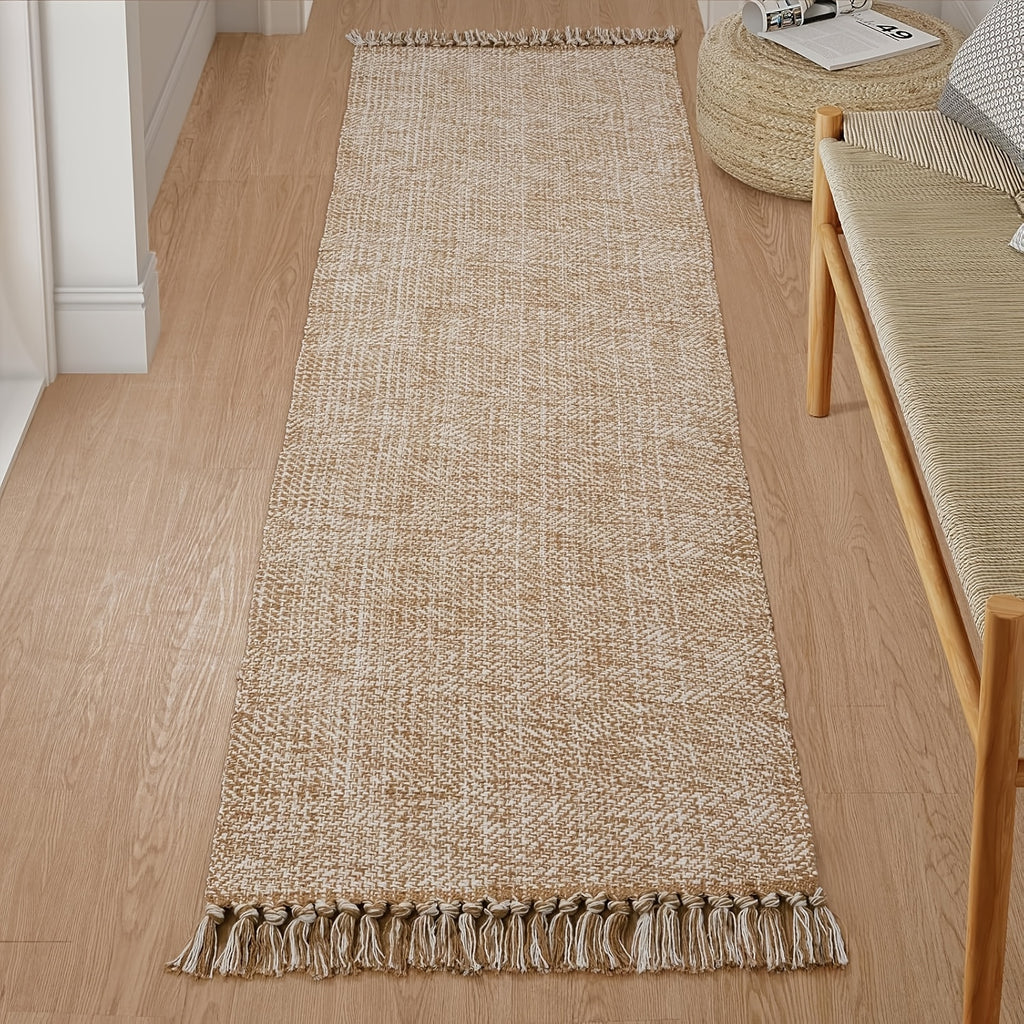 Hallway Runner Rug Washable Braided Woven Low-Profile Grey Cream Indoor Entryway Kitchen Laundry Room Bedroom Doorway Floor Carpet 2x6 2x8 ft Home Decor