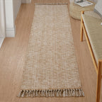 Hallway Runner Rug Washable Braided Woven Low-Profile Grey Cream Indoor Entryway Kitchen Laundry Room Bedroom Doorway Floor Carpet 2x6 2x8 ft Home Decor