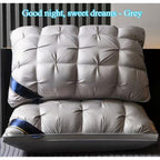 Hotel Quality Bed Pillows - Luxury Soft Polyester Fiber Satin Cover, Deep Sleep Neck Support No-Collapse, Zipper Closure Machine Washable, All-Season, 1/2/3/4-Pack White & Gray
