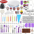 492 Piece Cake Decorating Set with Rotating Turntable Piping Tips & Reusable Piping Bags - Complete Professional Baking Kit for Home Bakers