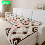 Bohemian Jacquard Sofa Cover Set 2pcs - Plush Thick Non-Slip L-Shaped Geometric Pattern Pet-Friendly All-Season Sofa Protector Machine Washable for Sectional Couches and Loveseats