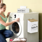 Magnetic Lint & Dryer Sheet Holder Set of 2 – Farmhouse Wood Lint Trash Can with Lid & Magnetic Dryer Sheet Dispenser Box for Laundry Room, Dryer & Wall Mounted Lint Basket
