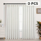 Pinch Pleated Textured Semi-Sheer Curtains – Farmhouse & Modern Rustic, Back Tab | Living Room & Bedroom | 2 Colors, 12 Sizes | Packs of 2 & 4 | Nuvia Haven