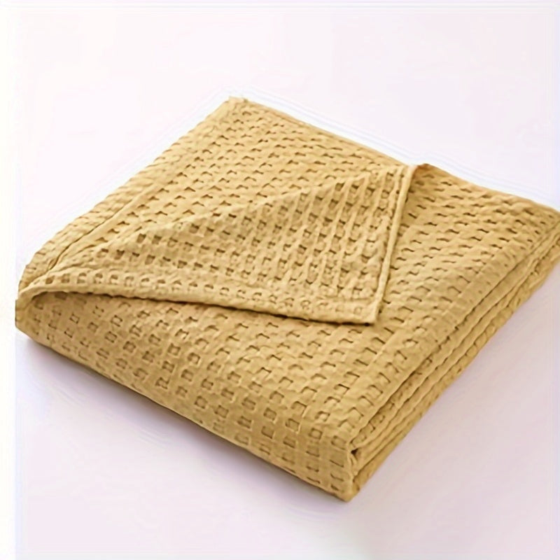 Waffle Cotton Blanket Pure Cotton Multi-Layer Machine Washable Lightweight Throw for Bed Sofa Air Conditioning Summer Cooling Lunch Break Car Use Multiple Sizes and Colors
