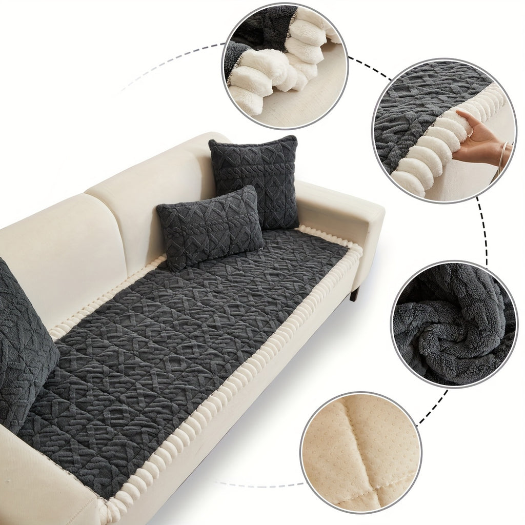 Thickened Quilted Sofa Cushion Pad Soft Polyester Seat Mat for Loveseat 2 3 4 Seater Sofa Autumn Winter Warmth Home Decor Dark Gray Dark Coffee Cream Green
