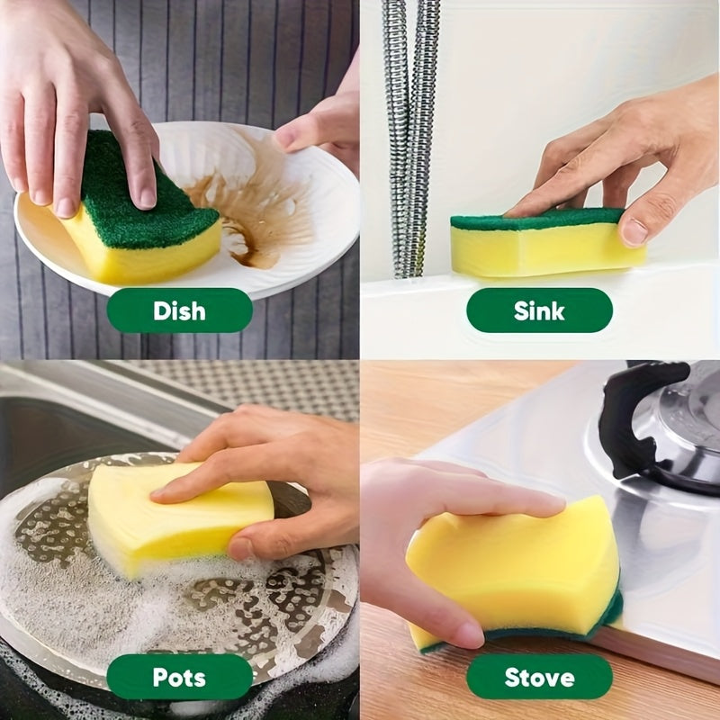 100 Pcs Heavy Duty Dish Sponges Thickened Polyurethane Scouring Pads Soft Absorbent Non-Scratch for Pots Pans Kitchen Bulk Pack