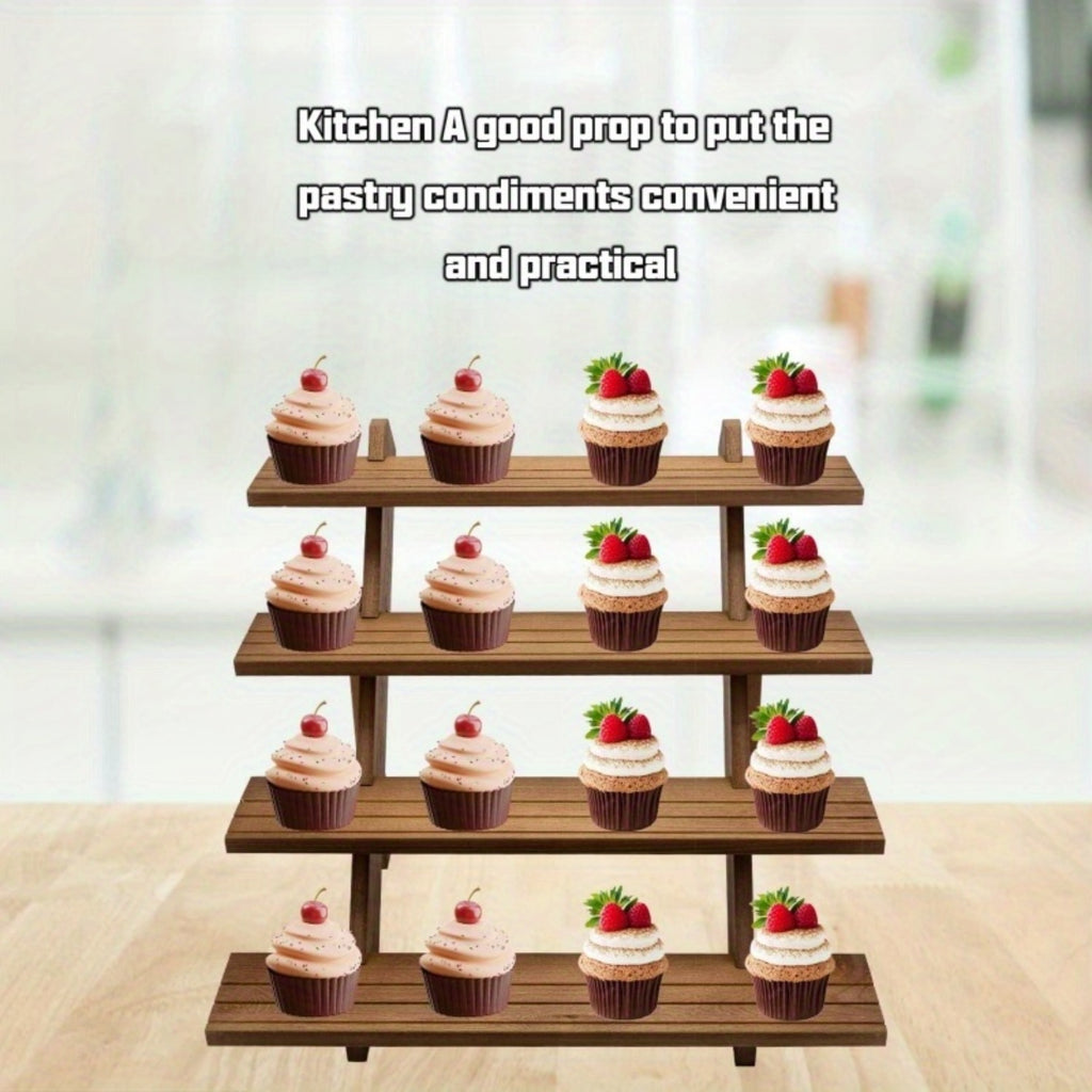 3/4/5-Tier Wooden Display Stand – Vintage Rustic Multi-Purpose Vertical Shelf for Home, Store, Bakery & Events | Jewelry, Dessert & Cupcake Display Rack