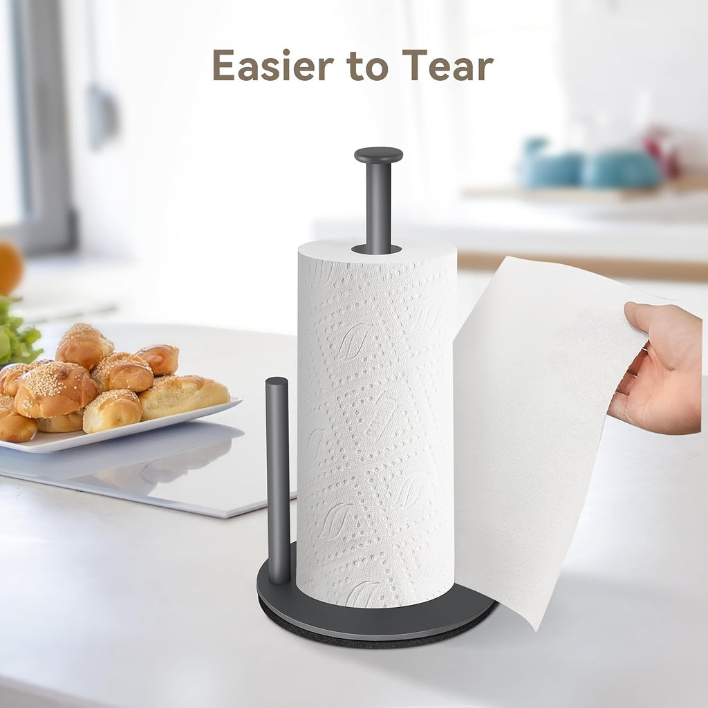Stainless Steel Paper Towel Holder with Weighted Base – Heavy Duty Countertop Organizer Space Saving Modern Kitchen Essential – Black Silver Gold