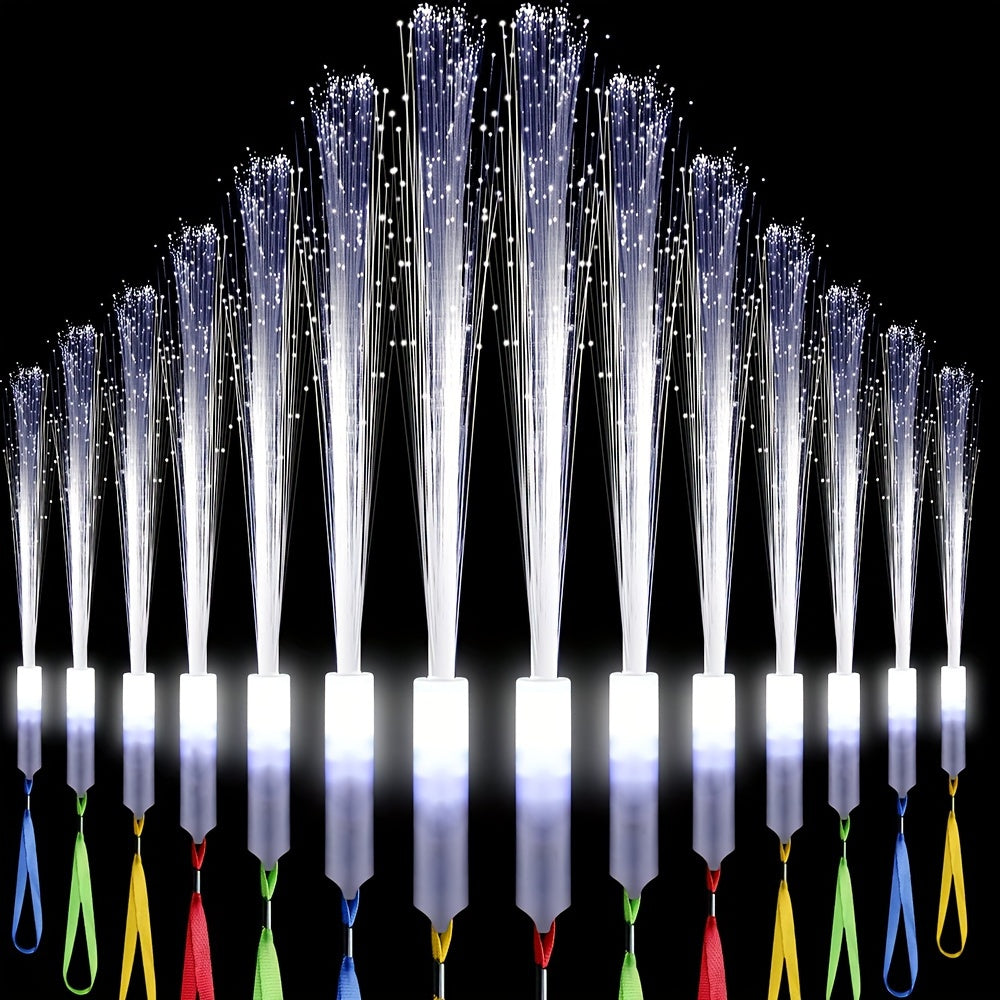 Fiber Optic Wand LED Glow Sticks 48-Pack White Light-Up Magic Wands – Glow in the Dark Party Supplies for Wedding Sparklers, Rave Concert Halloween Birthday Carnival Christmas Decoration