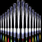 Fiber Optic Wand LED Glow Sticks 48-Pack White Light-Up Magic Wands – Glow in the Dark Party Supplies for Wedding Sparklers, Rave Concert Halloween Birthday Carnival Christmas Decoration